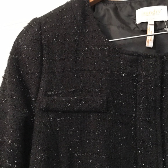 Laundry "Lady Jacket" subtle sparkle 3/4 sleeve cropped jacket. Sz 8 - Picture 2 of 6